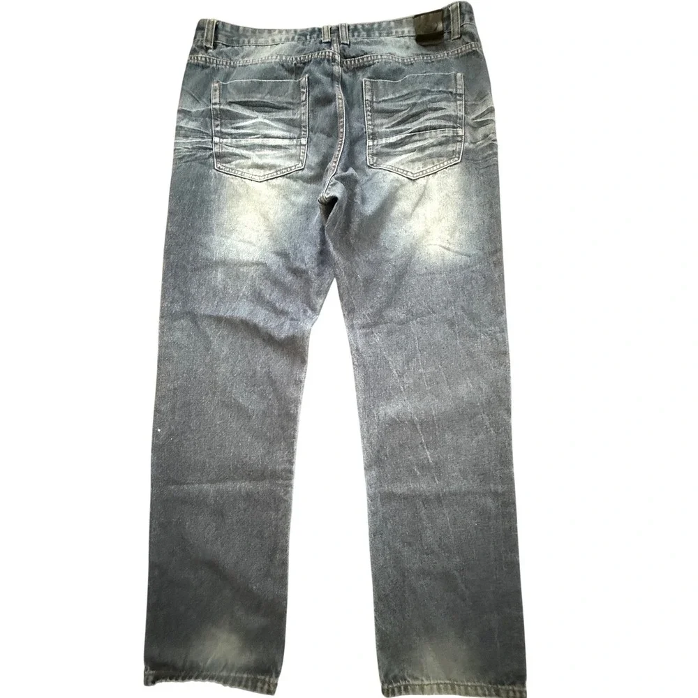 Switch Remarkable Mens Distressed Blue Denim Jeans 40x32 Straight Leg Cotton‎
